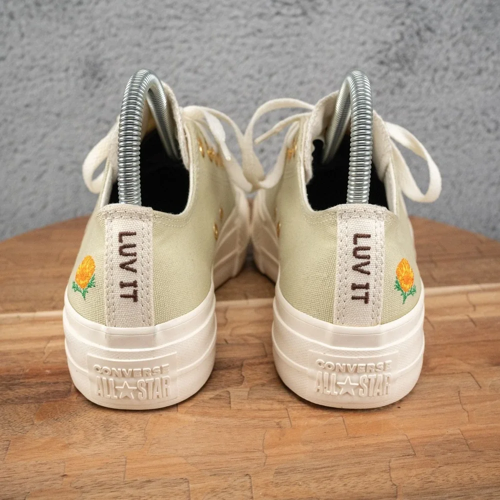 Converse All Star Lift Platform Low Sneaker Womens Sz 6.5 Yellow Canvas Y2K‎